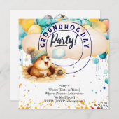 Groundhog Day vieren met plezier Save The Date (Voorkant / Achterkant)