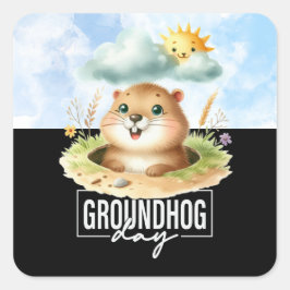Groundhog Day viert Punxsutawney Vierkante Sticker