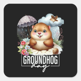 Groundhog Day viert Punxsutawney Vierkante Sticker