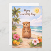 Groundhog day watercolor feestdagenkaart (Voorkant / Achterkant)