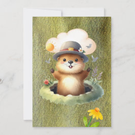 Groundhog day watercolor feestdagenkaart
