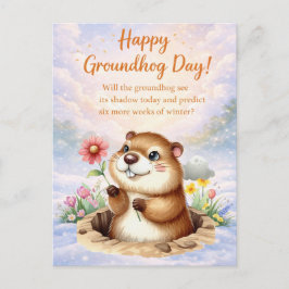 Groundhog Day watercolor  Feestdagenkaart