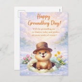 Groundhog Day watercolor Feestdagenkaart (Voorkant / Achterkant)