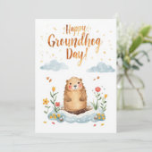 Groundhog day watercolor feestdagenkaart (Staand voorkant)