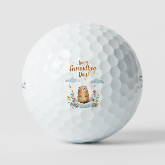 Groundhog day watercolor golfballen (Voorkant)