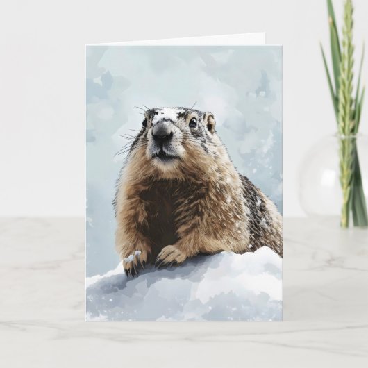 Groundhog Day Wintersneeuw Feestdagen Kaart (Voorkant)