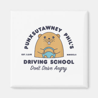 Groundhog Driving School Funny Men Women Retro Rod Magneet