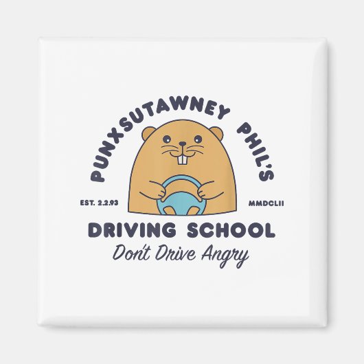 Groundhog Driving School Funny Men Women Retro Rod Magneet (Voorkant)