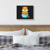 Groundhog Eating Ramen Happy Groundhog Day Canvas Afdruk (Insitu (Slaapkamer))