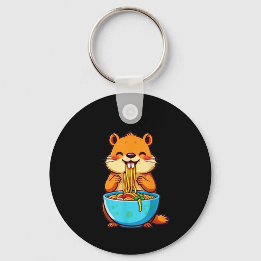 Groundhog Eating Ramen Happy Groundhog Day Sleutelhanger (Voorkant)