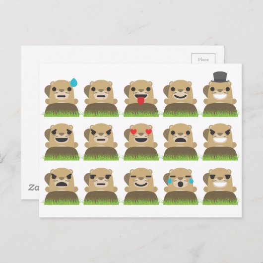 groundhog emojis briefkaart (Voorkant / Achterkant)