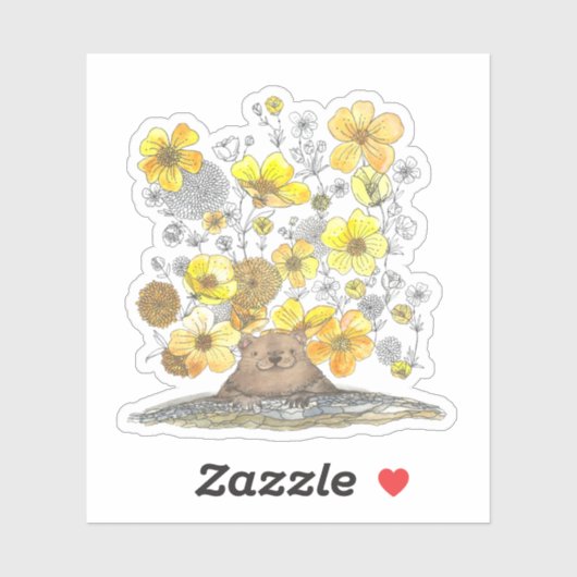 Groundhog en Gele Bloemen Sticker (Vel)