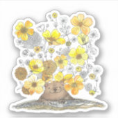 Groundhog en Gele Bloemen Sticker (Voorkant)