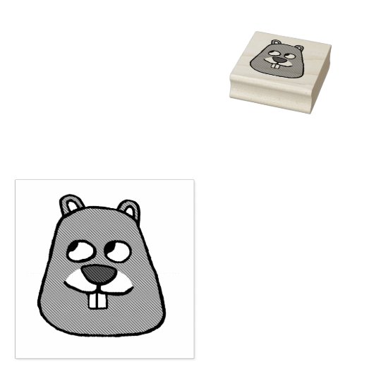Groundhog Face Rubberstempel (Gestempeld)