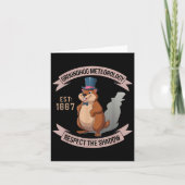 Groundhog Funny Uni Adults Kids Black Short Sleeve Kaart (Voorkant)