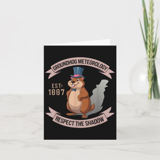 Groundhog Funny Uni Adults Kids Black Short Sleeve Kaart (Voorkant)