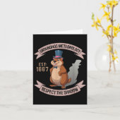 Groundhog Funny Uni Adults Kids Black Short Sleeve Kaart (Gele Bloem)