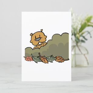 Groundhog gluren door de Struiken van de herfst Kaart