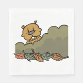 Groundhog gluren door de Struiken van de herfst Servet (Voorkant)
