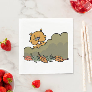 Groundhog gluren door de Struiken van de herfst Servet