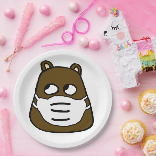 Groundhog in Face Mask Papieren Bordje (Feest)