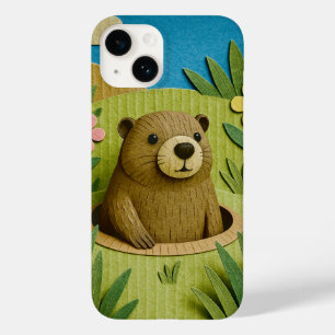 Groundhog in zijn hol, kartonnen stijl kunst Case-Mate iPhone 14 hoesje