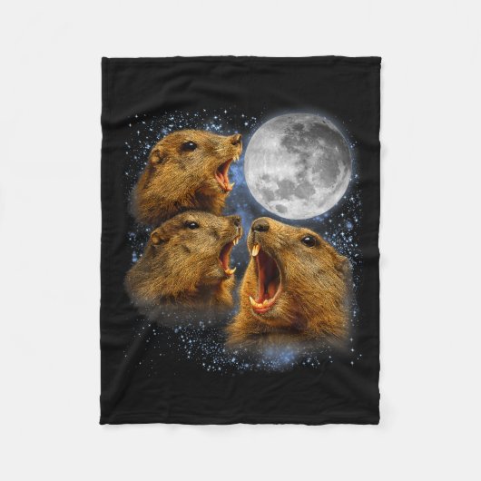 Groundhog-liefhebber Groundhog huilt bij de maan M Fleece Deken (Voorkant)