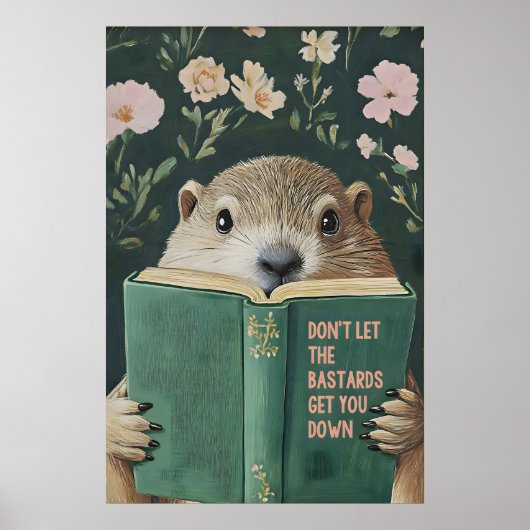 Groundhog Reading Motivational Book Art Print (Voorkant)