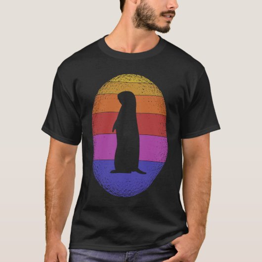 Groundhog Retro Sunset Colors Silhouette  Style Vi T-shirt (Voorkant)