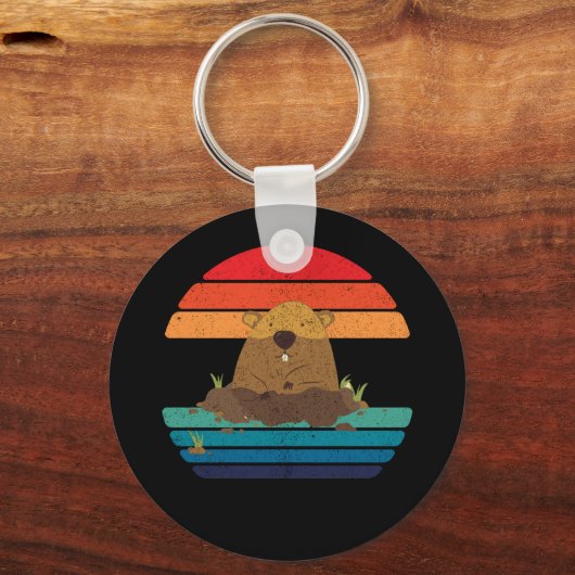Groundhog Retro Woodchuck Groundhog Day Sleutelhanger (Voorkant)