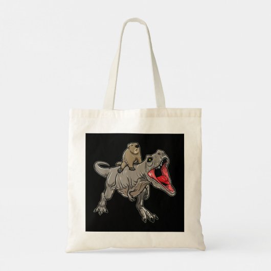 Groundhog Riding T-Rex Dinosaur - Ground Hog Day C Tote Bag (Achterkant)
