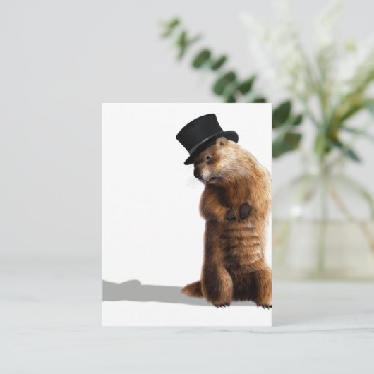 Groundhog Seeing Shadow Briefkaart (Staand voorkant)