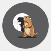 Groundhog Shadow Dinosaur Puppet Happy Groundhog D Ronde Sticker (Voorkant)