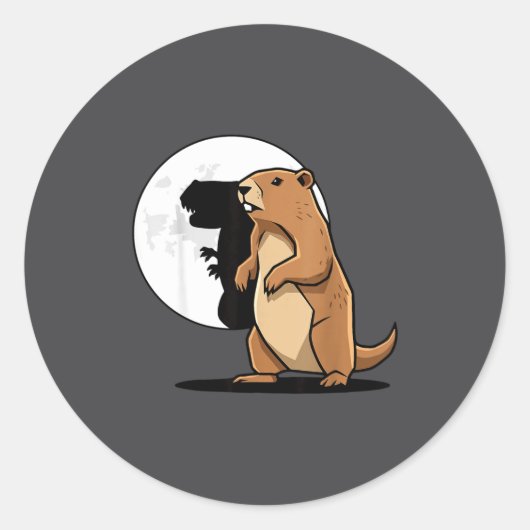 Groundhog Shadow Dinosaur Puppet Happy Groundhog D Ronde Sticker (Voorkant)