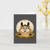 Groundhog Shadow Funny Puppet Happy Groundhog Day Kaart (Gele Bloem)