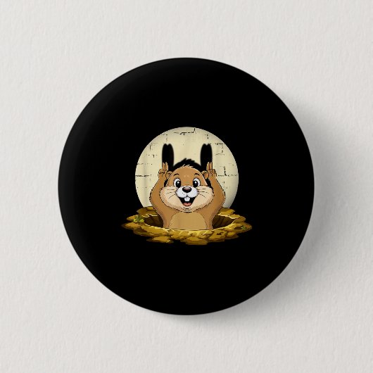 Groundhog Shadow Funny Puppet Happy Groundhog Day  Ronde Button 5,7 Cm (Voorkant)