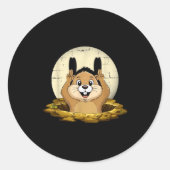 Groundhog Shadow Funny Puppet Happy Groundhog Day  Ronde Sticker (Voorkant)