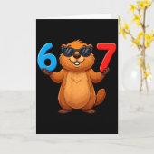 Groundhog Six Seven Drip 67 Meme Grappig 6-7 Groun Kaart (Gele Bloem)