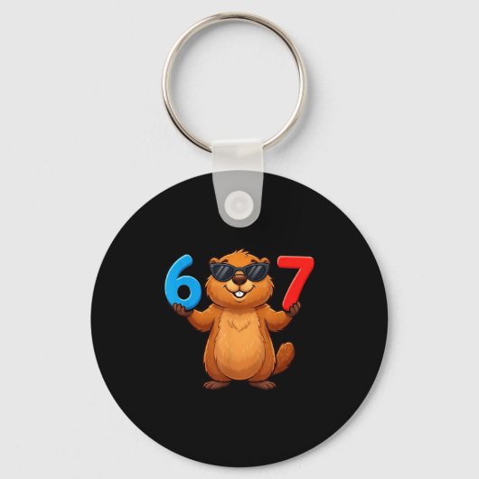 Groundhog Six Seven Drip 67 Meme Grappig 6-7 Groun Sleutelhanger (Voorkant)