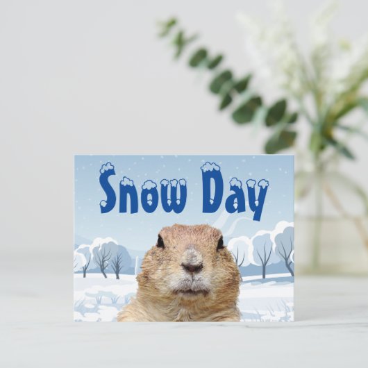 Groundhog Snow Day Briefkaart (Staand voorkant)