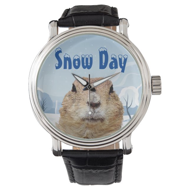 Groundhog Snow Day Horloge (Voorkant)