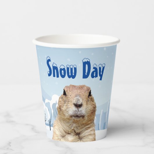 Groundhog Snow Day Papieren Bekers (Voorkant)