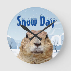 Groundhog Snow Day Ronde Klok