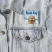 Groundhog Snow Day Vierkante Button 5,1 Cm (In situ)