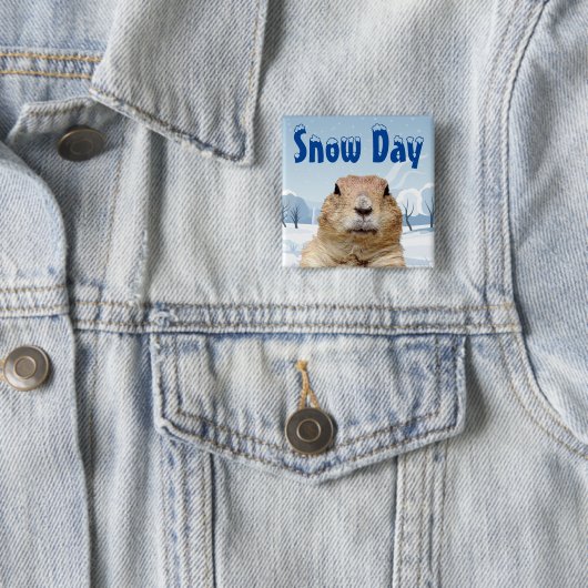 Groundhog Snow Day Vierkante Button 5,1 Cm (In situ)