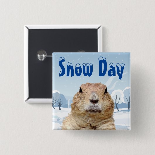 Groundhog Snow Day Vierkante Button 5,1 Cm (Voorkant /achterkant)