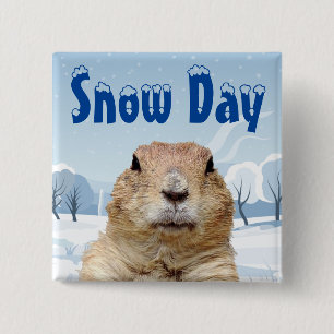 Groundhog Snow Day Vierkante Button 5,1 Cm