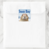 Groundhog Snow Day Vierkante Sticker (Tas)