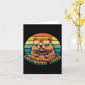 Groundhog Squad Retro Happy Groundhog Day Vintage Kaart (Gele Bloem)