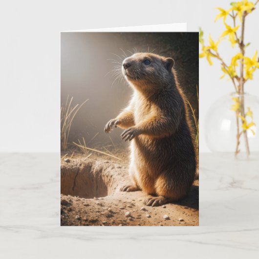 Groundhog Verjaardag Kaart (Gele Bloem)